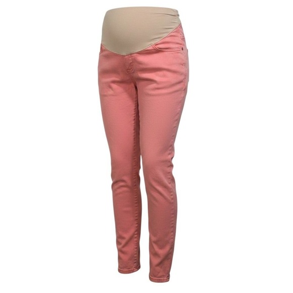 Motherhood Maternity Pants - Motherhood Maternity Pants Coral Pink Full Belly Panel Slim - Medium